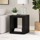Hudson&Canal Kellan 20"W Square Side Table - Black Grain-Finished in wood-look black grain