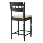 Modway - Jax Bois de chêne Tabouret de comptoir avec dossier ondulé en rasoir et coussin in Rayure noire d’avoine-Civières latéraux solides