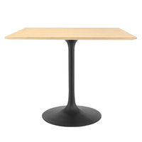 Modway Lippa 36" Square Wood Dining Table - Black Natural-Wood Veneer