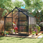 Outsunny - Serre en polycarbonate - 6 pi x 8 pi x 6,6 pi - gris-Idéale pour élever des semis, cultiver des plantes tropicales ou prolonger la saison de croissance durant les hivers doux  
