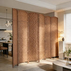 HOMCOM 6 Panels Hand-Woven Freestanding Room Divider for Home Office - Natural-Overall Dimension: 106.3"W x 0.8"D x 70.9"H (270 x 2 x 180cm)

