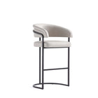 Manhattan Comfort - Augusta tabouret de bar moderne 22,8" en similicuir rembourré - gris clair-Tabouret de bar moderne avec dossier parfait pour une utilisation au bar et dans la cuisine