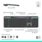Logitech Signature Slim Solar+ K980 Keyboard - Graphite-Seamlessly switch typing between PC, smartphone & tablet  with a tap; pair it with a Logitech multi-device mouse for effortless  typing and clicking across computers