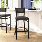 Flash Furniture HERCULES Series Black Grid Back Metal Restaurant Barstool - Black Vinyl Seat-500 lb. Weight Capacity
