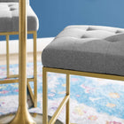 Modway Privy Gold Stainless Steel Upholstered Fabric Counter Stool - Gold/Light Grey-Elegant Biscuit Tufting