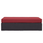 Modway Convene Outdoor Patio Fabric Rectangle Ottoman - Espresso/Red-Ships Pre-Assembled