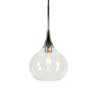 Hudson&Canal Ida 9.5" Wide Pendant with Glass Shade - Polished Nickel/Clear-Rated for one 60W incandescent bulb - 9W LED bulb, 13W fluorescent (CFL) bulb, or 9W self-ballasted LED bulb, E26-base bulb, Bulb not included