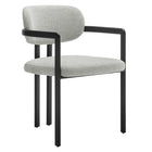 Modway Elio Barrel Fabric and Metal Dining Chair - Black/Dove Grey-Modern Barrel Dining Chair