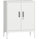 HOMCOM - Armoire de rangement en métal avec serrure pour bureau à domicile - blanc-Deux étagères réglables avec 25 positions de hauteur vous permettent de ranger facilement classeurs, dossiers ou fournitures hautes 