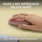 Logitech Pebble Mouse 2 M350s Slim Bluetooth Wireless Mouse - Portable - Lightweight - Customizable Button - Rose-Make a Big Impression on the Quiet: Let your work speak louder than your clicks, Pebble Mouse 2 M350s is a quiet mouse with Silent Touch Technology that removes 90% click noise 
