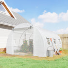 Outsunny Walk-in Tunnel Greenhouse with 2 Support Rods - 13' x 9.8' x 6.6' - White- Features a PE cover that provides UV protection and extends seasons
 