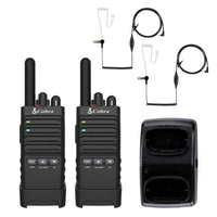 Cobra PX650 Professional FRS Two-Way Radio with Surveillance Headsets - 2 Pack-Professional And Discreet Design: Designed for business use with up to 300,000 sq. ft/25 floor range