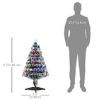 HOMCOM 3' Pre-Lit Artificial Evergreen Christmas Tree with LED and Optical Fiber - Green with White Tips-Includes a star topper attached to the tree adding a festival glow to your home 