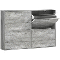 HOMCOM Slim Shoe Storage Cabinet with 4 Flip Drawers for 12 Pairs - Grey-4 flip drawers can store up to 20 pairs of shoes