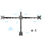 Rocelco DM3 Double Articulated Triple Desktop Monitor Mount, 13"-27", Black-Mount monitors in landscape (horizontal) or portrait (vertical) position.