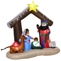 HOMCOM 6' Lit Inflatable Nativity Bible Arch Christmas Decoration-The fashionable design of the Christmas Bible arch showing the birth of Jesus creates a festival atmosphere 