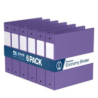 Davis Group Premium Economy Binder - Round Ring - 2" - Purple - 6 Pack-3 Ring Binder