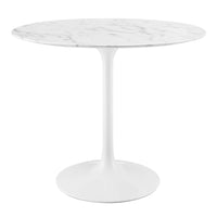 Modway Lippa 36" Round Faux Marble Dining Table - White-Modern Dining Table