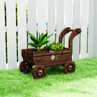 Outsunny - Boîte de jardinière en bois en forme de chariot-Bac à plantes spacieux avec trous de drainage offrant suffisamment d'espace pour la croissance des plantes
