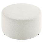 Modway - Callum Grand tissu rond tissé en bruyère de 29" Rembourré Ottoman - Ivoire à tissage de bruyère-Arrivée entièrement assemblée