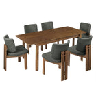 Modway - Alba 7 pièces Ensemble à manger - Charbon de bois en noyer-Plateau de table en bois chevron