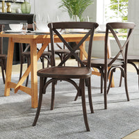 Flash Furniture - Chaise empilable en bois d'acajou à dossier en croix de la série HERCULES-Chaise empilable de style bistro