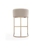 Manhattan Comfort Louvre 21" Mid-Century Modern Faux Leather Upholstered Barstool - Cream and Titanium Gold-Features a 360-degree swivel and plush upholstery for enhanced comfort and flexibility