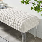 Modway Prologue Woven Performance Velvet Ottoman - White-Durable Stain Resistant Fabric