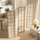 HOMCOM 6 Panel Freestanding Room Divider for Bedroom - Natural and White-Overall Dimension: 66.9" L x 94.5" W x 0.7" H (170 x 240 x 1.7 cm) 
