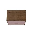 Manhattan Comfort - Rockefeller commode haute et table de chevet style milieu du siècle - nature et rose poudré - ensemble de 2-10