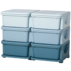 Qaba Kids Toy Storage Organizer with 6 Plastic Bins - Blue-Rounded edges help prevent your kid from getting injured in case they fall
