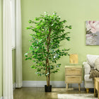 HOMCOM 6' Artificial Ficus Tree for Home Decor - Green-Material: PEVA, Metal 