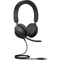 Jabra Evolve2 40 SE USB-C/A Wired Stereo On-Ear Headset - Teams-3-microphone technology for outstanding call performance