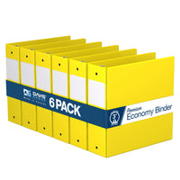 Davis Group Premium Economy Binder - Round Ring - 3" - Yellow - 6 Pack-3 Ring Binder