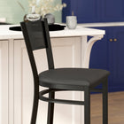 Flash Furniture – Tabouret de bar/restaurant Hercules à armature noire en métal, dossier noir grillagé, siège en vinyle noir-Siège rembourré en vinyle noir