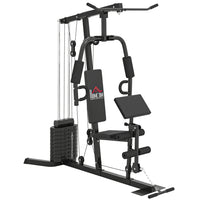 Soozier Home Gym Machine-Multiple exercises, including chest fly, chest press, leg extension, preacher pad curl and lo/high pulley 