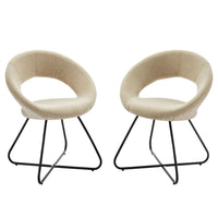 Modway Nouvelle Upholstered Fabric Dining Chair - Black/Beige - 2 Pack-Retro Modern Dining Chairs