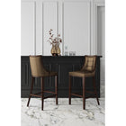 Manhattan Comfort - Tabouret de bar Fifth Avenue 19" traditionnel en similicuir bronze et noyer - lot de 3-Cadre en bois de hêtre massif avec une riche finition en noyer