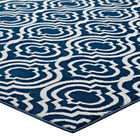 Modway Frame Transitional Moroccan Trellis Area Rug - 5 ft W x 8 ft L - Morcoccan Blue/Ivory-Stain Resistant / Easy To Clean