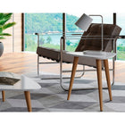 Manhattan Comfort Utopia 19.68" Triangle End Table, White Gloss and Maple Cream (89852)-Upon Assembly, Measures: 20.07 in. Length, 19.68 in. Height, 18.89 in. Depth.