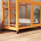 PawHut - Maison pour chat d’extérieur 36 po L avec enclos sur roues, toit en asphalte - orange-Deux portes facilitent l'accès et quatre roues facilitent le déplacement 