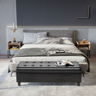 HOMCOM - Banc ottoman de rangement avec pieds en bois massif - noir-Polyvalent comme repose-pieds ou banc, économise de l'espace précieux dans la maison 