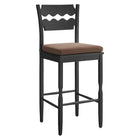 Modway - Jax Bois de chêne Tabouret de bar avec dossier ondulé en rasoir et coussin in Cacao noir-Tabouret de bar en chêne massif