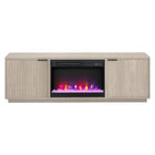 Hudson&Canal - Meuble TV Mansfield avec foyer en cristal de 66 cm pour téléviseurs jusqu'à 198 cm - Blanc aulne-Une conception de transition accueille des téléviseurs jusqu'à 78 pouces pour votre espace de divertissement