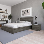 Nexera James Nightstand With 2-Drawers - Grey Oak-Designed and made in Canada with CARB II/FSC Certified particle board and MDF materials.  Ships in 24-48H from order date. Assembly required