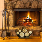 Outsunny 16" Firewood Log Rack Curved Fireplace Log Holder Wood Storage Basket Carrier with Flexible Handle-Off the ground design allows wind flow to keep wood dry