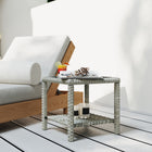 Outsunny - Table basse d’extérieur en osier 19 po avec plateau en verre-Structure robuste avec cadre en acier revêtu de poudre pour une durabilité accrue