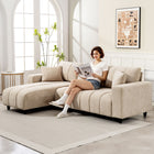 HOMCOM - Canapé sectionnel en L 3 places avec siège intégré - beige-Les ressorts ensachés et la mousse haute résilience offrent un confort d’assise soutenu et moelleux 