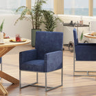 Manhattan Comfort Element 23.74" Modern Velvet Upholstered Dining Chair - Blue-Open Industrial Design Stainless Steel Metal Frame Base with Chrome Finish