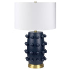Hudson&Canal - Lampe de table en céramique Farrington de 66 cm de haut avec abat-jour en tissu - Bleu marine mat/blanc-Design moderne pour votre salon, votre espace de travail ou votre table de chevet